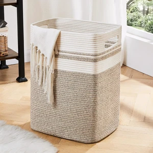 2026 Newest Designed Eco-friendly Beige Felt Woven Storage Basket Handmade Basket for Blankets Living Room Storage Basket