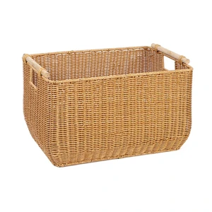 Woven Storage Laundry Basket with Handle Rattan Basket for Clothes Storage