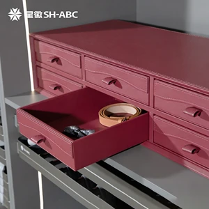 Premium Leather Storage Box Set Drawer Organizers for Wardrobe & Closet System
