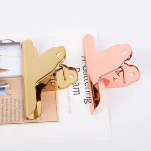 Golden Stainless Steel Airtight Bag Clip with Bill Holder and Folder for Kitchen & Office