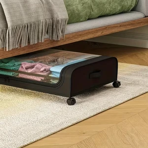 Under Bed Storage Box with Wheels Large Capacity Transparent Dustproof Storage Container