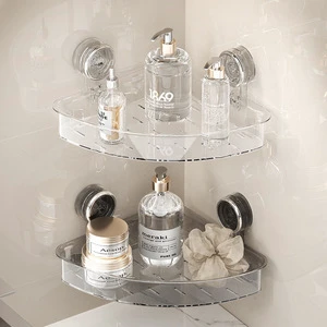 Space-Saving Modern Minimalist Plastic Suction Cup Storage Rack Drain Holes Punch-Free Installation Rust Resistant Waterproof