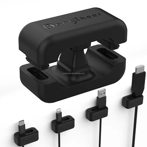 Bangcheer Dual-Slot Durable Silicone Cord Cable Organizer Strong Nano Adhesive Press-to-Lock Design Home Office Car Earphone