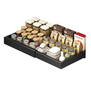 44-68CM Expandable Pull Out Cabinet Organizers With Raising Pad for Framed Cabinets Roll Out Shelves Adhesive