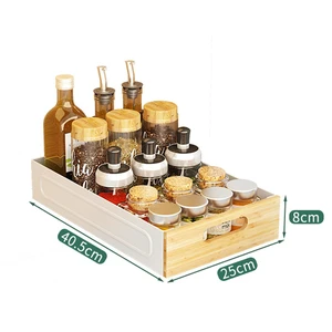 GOURMAID Bamboo Kitchen Cabinet Pull-out Storage Rack Storage Organizer Shelf Under Sink Kitchen Drawer Organizer