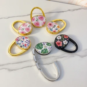 Portable Metal Foldable Purse Holder Handbag Hooks Zinc Alloy Table Functional Texture Stand Compact Creative Design Bag Hanger