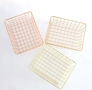 Rose Gold Color Carbon Steel Wire Storage Basket with Standard Size