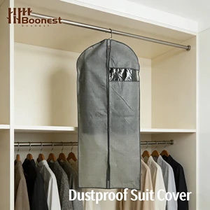Wardrobe Hanging Suit Dust Cover, Breathable Non-woven Garment Storage Bag