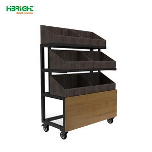 Highbright Woven Basket Produce Display Stand Fresh Fruit Vegetable Rack Solution For Supermarket & Grocery Store