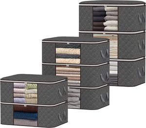 36L Clothes Storage Foldable Clothes Storage Bags Clothing Organizer with Clear Window Sturdy Zipper and Reinforced Handle