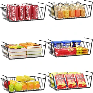 Home Kitchen Organizer Cabinet Metal Wire Hanging Under Shelf Storage Basket