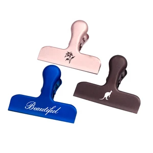 Hot Sale Customized Color Logo 78mm Metal Bulldog Bag Clip Stainless Steel Food Coffee Snack Sealing Clamp For Kitchen Home