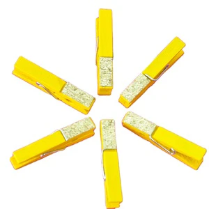 6pcs 45mm Mini Cute Yellow with Gold Glitter Clothespin Set