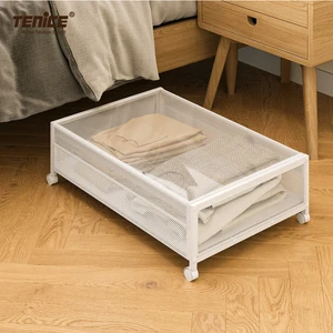 Tenice Under Bed Storage with Wheels, Underbed Storage Containers Rolling Non Woven Drawers with Handle, Metal Shoe Organizers