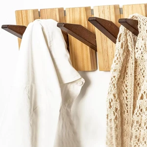 New Arrival Wooden Coat Rack with 4 Hooks Single Layer Wall Hanging for Bedroom Living Room Piano Key Decor Clothes Bag Storage