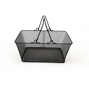 Metal Wire Mesh Storage Basket Small Shopping Basket with Handles for Market