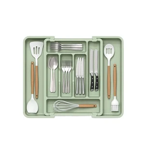WDF Wholesale Custom Expandable Organizadores De Cocina Silverware Tray Cutlery Organizer Plastic Kitchen Drawer Organizer