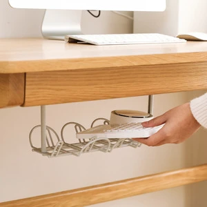 DS4944 Adhesive Socket Storage Rack Wire Cord Power Strip Organizer Shelf Hanging Under Desk Cable Management Tray