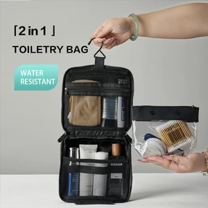 2 In 1 Eco-friendly Travel Toiletry Bag Portable Hanging Toiletry Bag With Detachable Pouch For Bathroom Travel Business