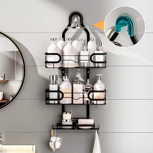 3 Tier Bathroom Shower Shelf Hanging Storage Rack Over Showerhead Shower Caddy With Razor Hooks