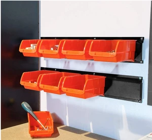8-Bin Storage Bins Garage Rack System 2-Tier Orange Tool Organizers Cube Baskets Wall Mount Organizations