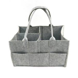 Large Capacity Felt Storage Tote Bag,Detachable Compartments Baby Wipes Caddy Organizer