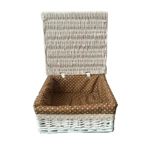 Handmade Wicker Woven Storage Basket with Fabric Lining for Wardrobe Use and Living Room Decor