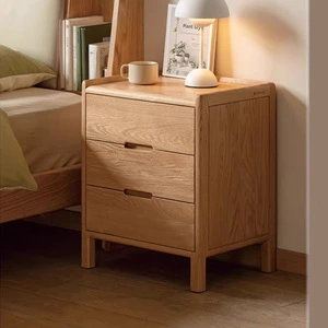 Modern Solid Wood Bedside Cabinet With Three Drawers For Bedroom And Hotel Use