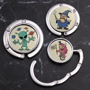 Functional Creative Metal Handbag Hooks Purse Holder Zinc Alloy Table Compact Texture Foldable Modern Portable Design Bag Hanger