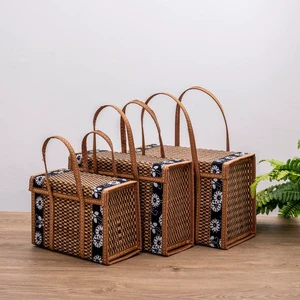 Handmade Wooden Woven Storage Basket-Hanging Living Room Eco-Friendly Gift Box with Foldable Design