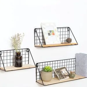 Single-Tier Wall-Mounted Storage Rack Perforated Metal Wall Hanging Basket Bedroom/Dormitory Wall Shelf