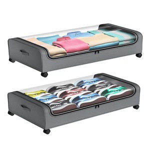 Rolling Under Bed Storage Drawer with Wheels Underbed Storage Box Organizer for Shoes Clothes Blankets