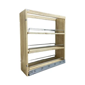 Dual Slide Soft-Close Wooden Pull Out Kitchen Cabinet Rack Base Side Bottom Mount Rails Storage Shelves Organizer