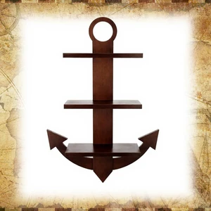 Solid Wood Three-layer Wooden Nautical Wall Frame Anchor Floating Frame Heavy Duty Wall Mounted Storage Rack for Storage Room