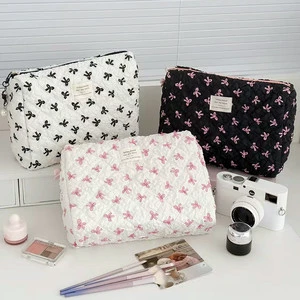 Cute Mini Bow Pattern Travel Women Cosmetics Storage Bag Portable Toilet Bag Large Multifunctional Cosmetic Organizer Pouch