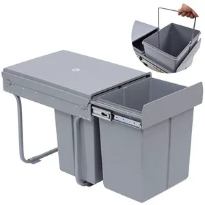 2024 New Kitchen Cabinet Built-In Pull Out Waste Bin Dust Bin Pull Out Trash Can For Kitchen Soft Closing Slide Rubbish Can