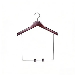 Customized Logo Durable Wooden Clothes Hanger Metal Hook Clips Eco-Friendly Rust Resistant Long-Lasting For Wardrobe Store Use