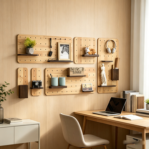 Pegboard Home Decor Wood Pegboard Peg Board Shelf Wall Display Stand Rack Organizer Storage