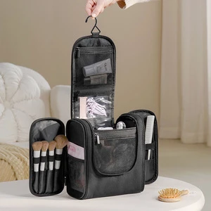 Hanging Double-Compartment Toiletry Bag Large Capacity Waterproof Travel Storage Bag Men's Cosmetic Toiletry Bag with Hook