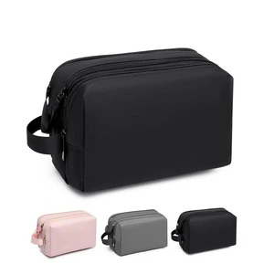 Portable Waterproof Toiletry Bag Oxford Fabric Travel Makeup Organizer with Double Zipper for Bathroom