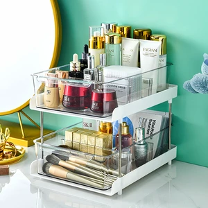 Plastic Double Stackable Black&White Multifunction Kitchen Cabinet Organizer Shelves Set 2 Modern Storage for Pantry Counter