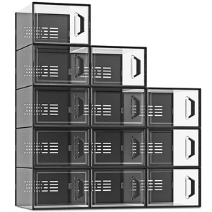 Modern Five-Tier Transparent Shoebox Stackable Plastic Shoe Box Storage Modular Design Clear Stackable BT-386