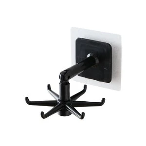 Factory Wholesale 360 Degree Rotating 6 Claw Storage Hooks Creative Kitchen Bathroom Plastic Hooks