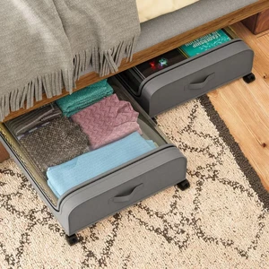 Dustproof Under-Bed Storage Rack with Simple Clothes Storage Bag and Wheels New Simple Storage Box Bin