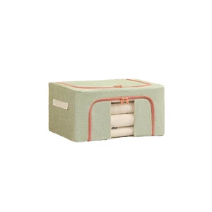 Large foldable Oxford zipper clothes storage box with steel frame
