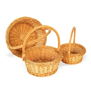 Handmade Oval Circle Natural Willow Organizer Woven Small Basket Set With Handle Big Black Baskets for Gift