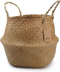 Seaweed plant basket with handle woven willow storage basket