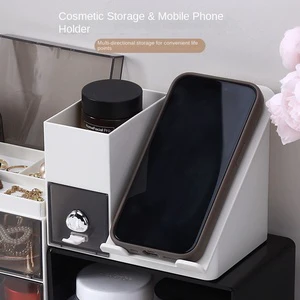 Light Luxury Plastic Rectangle Cosmetic Storage Box Advanced Desktop Large Capacity Transparent Skin Care Nail Polish Dust-proof