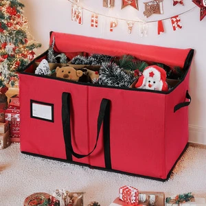 Foldable Christmas Character Ornament Decoration Accessories Compartment Storage Bag with Handled Design for Holiday Figurines