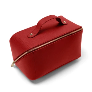 Custom Large Capacity Diagonal Opening Jewelry Toilet PU Leather Bag with Logo Travel Trousse De Toilette